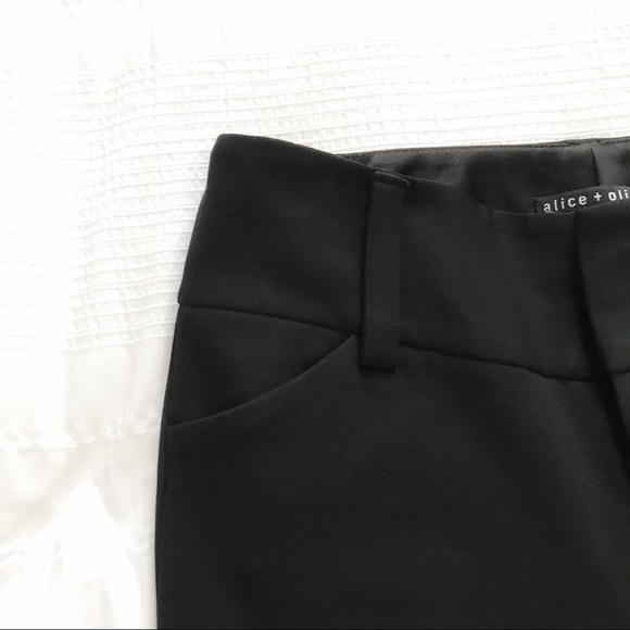alice + OLIVIA BLACK MID-RISE STRETCHY STRAIGHT LEG PANTS - XS - Picture 4 of 9